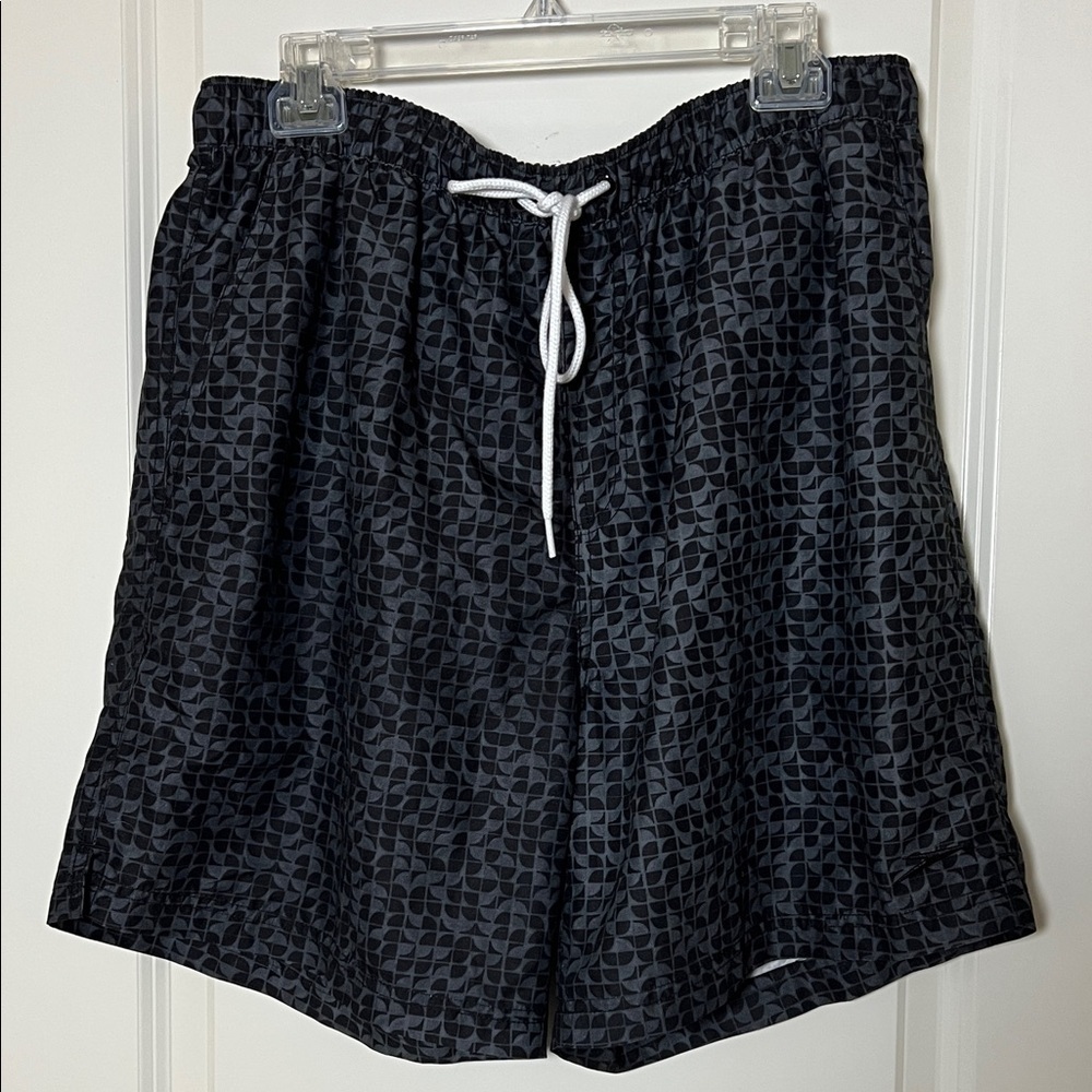 Speedo Men’s Black Grey Geometric Patterned Swim Shorts XL